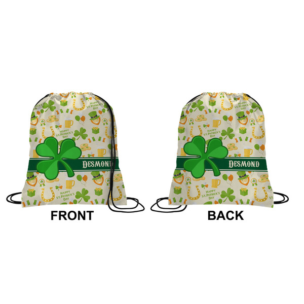 St. Patrick's Day Drawstring Backpack Front & Back Small
