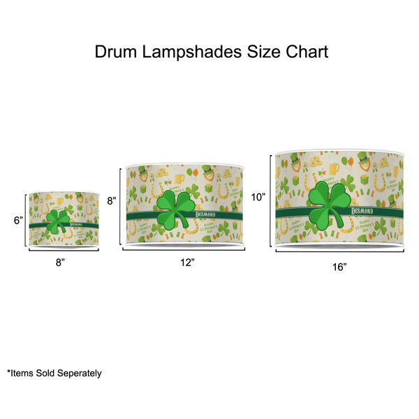 St. Patrick's Day Drum Lampshades - Sizing Chart