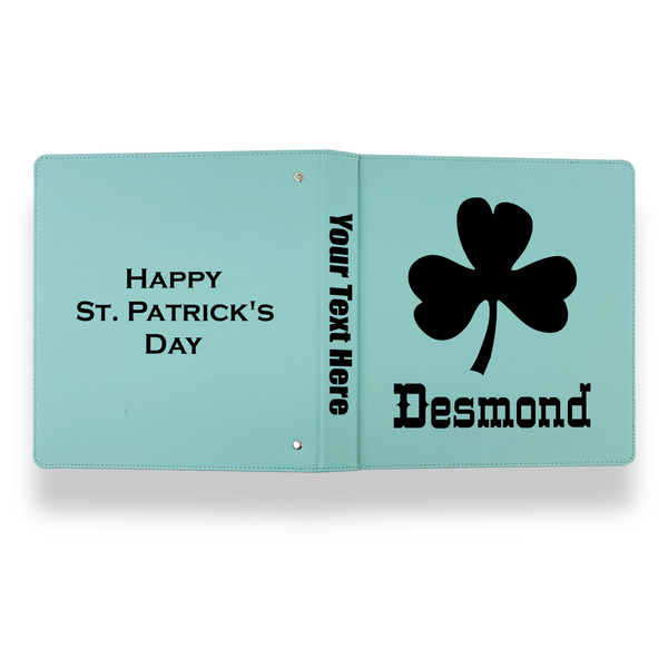 St. Patrick's Day Leather Binder - 1" - Teal - Back Spine Front View