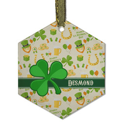 St. Patrick's Day Flat Glass Ornament - Hexagon w/ Name or Text