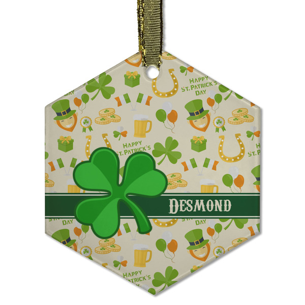 Custom St. Patrick's Day Flat Glass Ornament - Hexagon w/ Name or Text