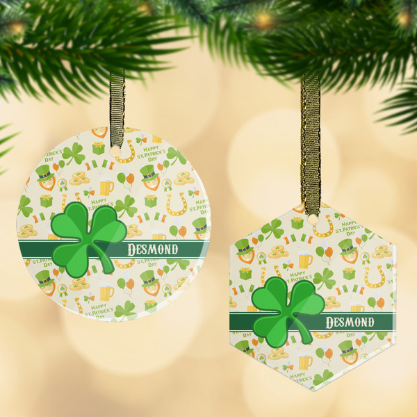Custom St. Patrick's Day Flat Glass Ornament w/ Name or Text