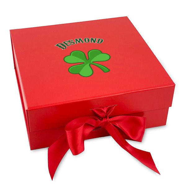 Custom St. Patrick's Day Gift Box with Magnetic Lid - Red (Personalized)