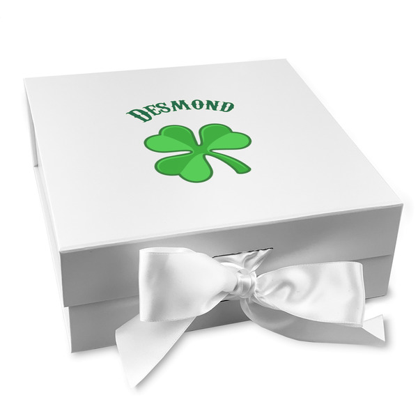 Custom St. Patrick's Day Gift Box with Magnetic Lid - White (Personalized)
