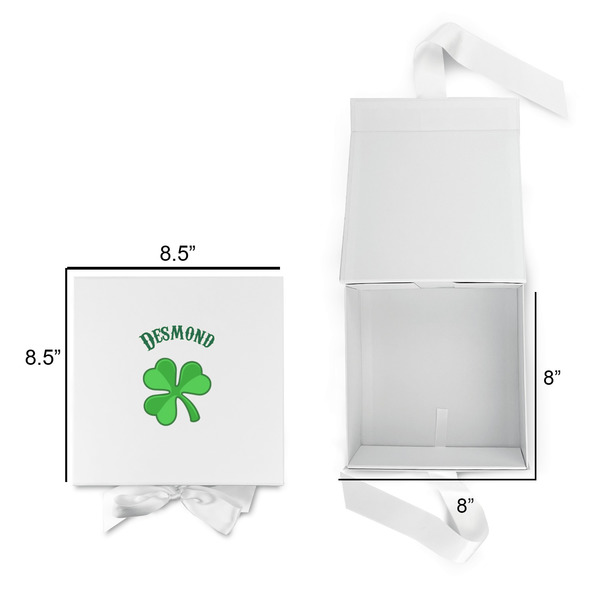 St. Patrick's Day Gift Boxes with Magnetic Lid - White - Open & Closed