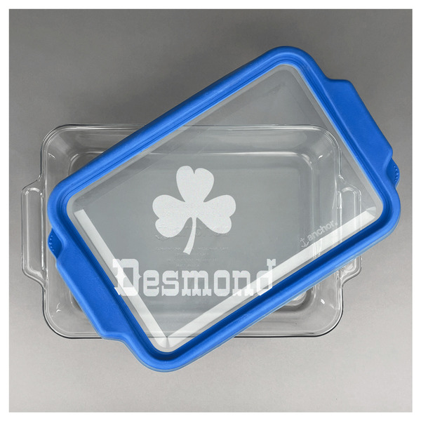 St. Patrick's Day Glass Baking Dish - FRONT w/ LID (13x9)