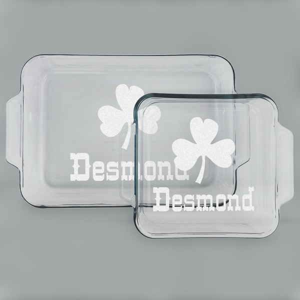 Custom St. Patrick's Day Set of Glass Baking & Cake Dish - 13in x 9in & 8in x 8in (Personalized)