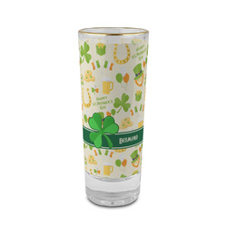 St. Patrick's Day 2 oz Shot Glass -  Glass with Gold Rim - Set of 4 (Personalized)