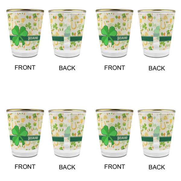 St. Patrick's Day Glass Shot Glass - with gold rim - Set of 4 - APPROVAL
