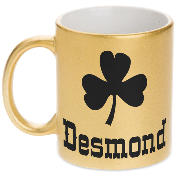 Custom St. Patrick's Day Metallic Gold Mug (Personalized)