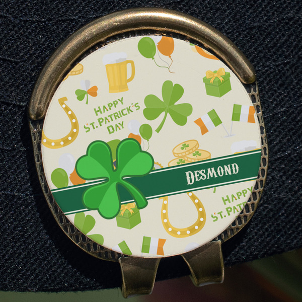 St. Patrick's Day Golf Ball Marker Hat Clip - Gold - Close Up