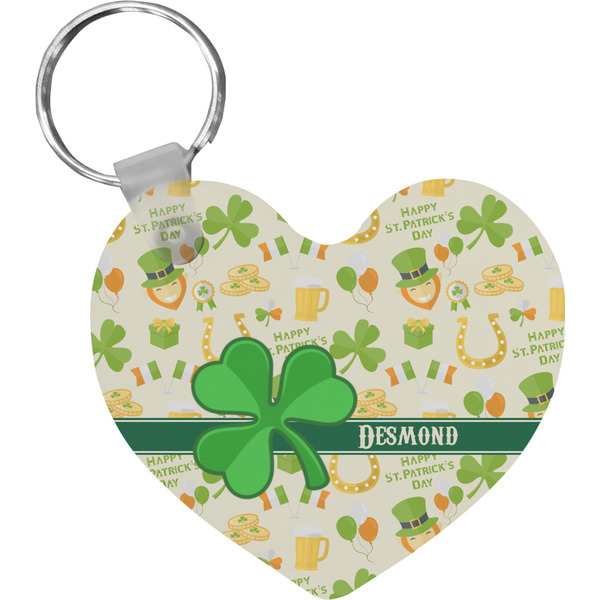 Custom St. Patrick's Day Heart Plastic Keychain w/ Name or Text