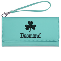 St. Patrick's Day Ladies Leatherette Wallet - Laser Engraved- Teal (Personalized)