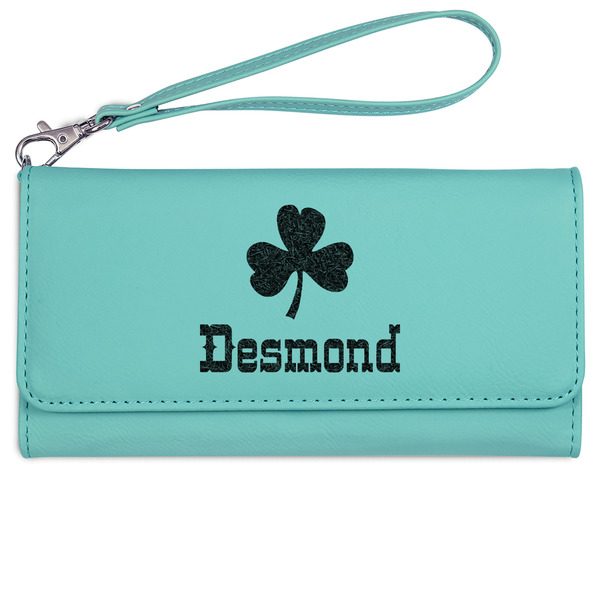 Custom St. Patrick's Day Ladies Leatherette Wallet - Laser Engraved- Teal (Personalized)