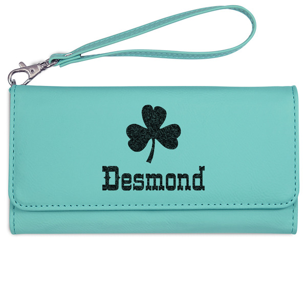 St. Patrick's Day Ladies Wallet - Leather - Teal - Front View