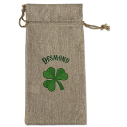 St. Patrick's Day Large Burlap Gift Bag - Front (Personalized)
