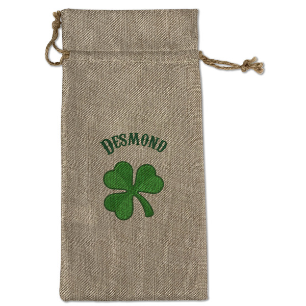 Custom St. Patrick's Day Large Burlap Gift Bag - Front (Personalized)