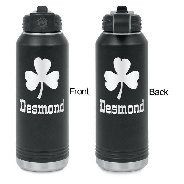 St. Patrick's Day Laser Engraved Water Bottles - Front & Back Engraving - Front & Back View