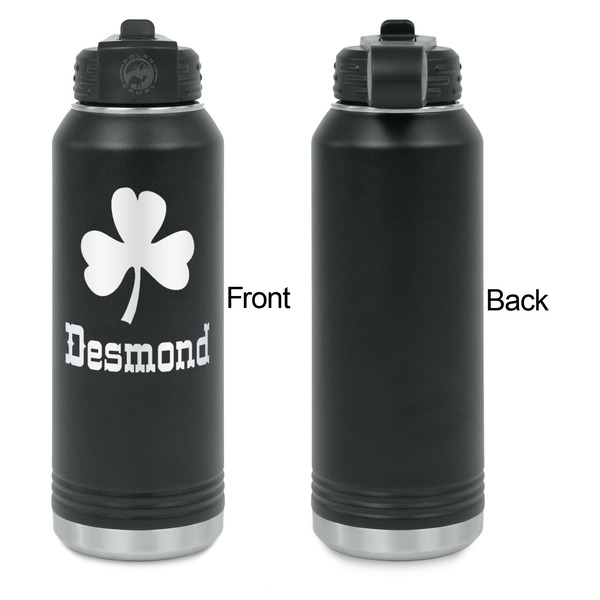 St. Patrick's Day Laser Engraved Water Bottles - Front Engraving - Front & Back View