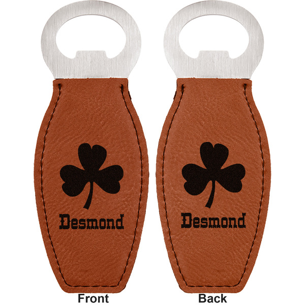 St. Patrick's Day Leather Bar Bottle Opener - Front and Back