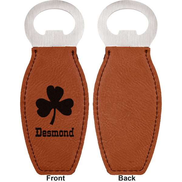 St. Patrick's Day Leather Bar Bottle Opener - Front and Back (single sided)