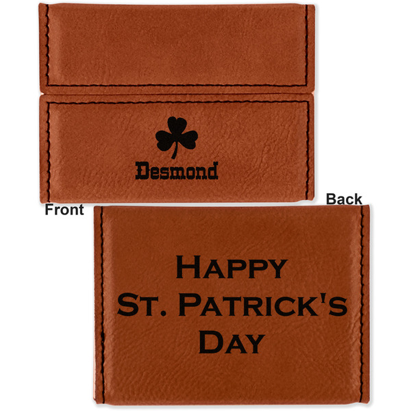 St. Patrick's Day Leather Business Card Holder - Front Back