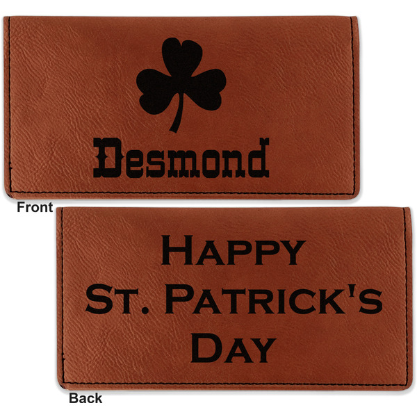 St. Patrick's Day Leather Checkbook Holder Front and Back
