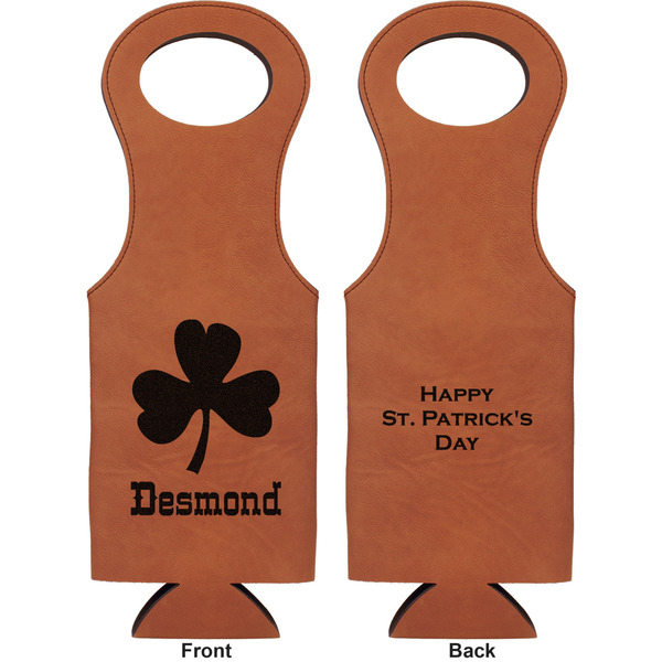 St. Patrick's Day Leatherette Wine Tote Double Sided - Front and Back