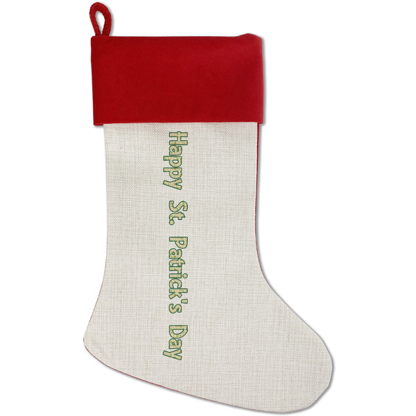 Custom St. Patrick's Day Red Linen Stocking (Personalized)