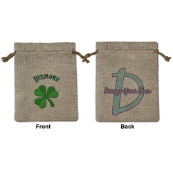 St. Patrick's Day Medium Burlap Gift Bag - Front & Back (Personalized)