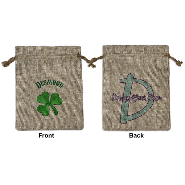 Custom St. Patrick's Day Medium Burlap Gift Bag - Front & Back (Personalized)