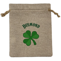 St. Patrick's Day Medium Burlap Gift Bag - Front (Personalized)