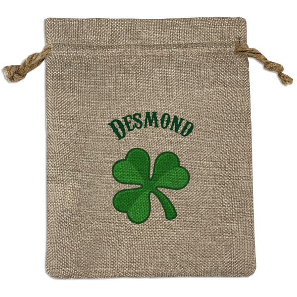 Custom St. Patrick's Day Medium Burlap Gift Bag - Front (Personalized)