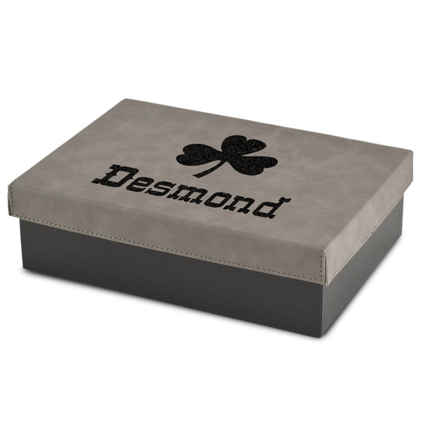 Custom St. Patrick's Day Medium Gift Box w/ Engraved Leather Lid (Personalized)