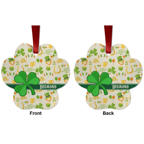St. Patrick's Day Metal Paw Ornament - Front and Back
