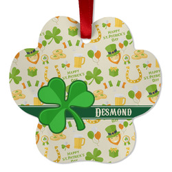 St. Patrick's Day Metal Paw Ornament - Double Sided w/ Name or Text