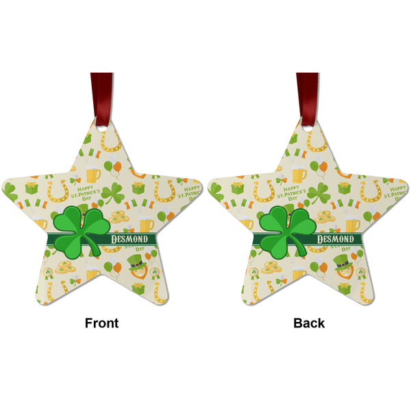 St. Patrick's Day Metal Star Ornament - Front and Back