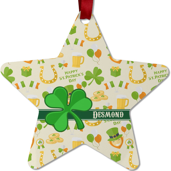 Custom St. Patrick's Day Metal Star Ornament - Double Sided w/ Name or Text