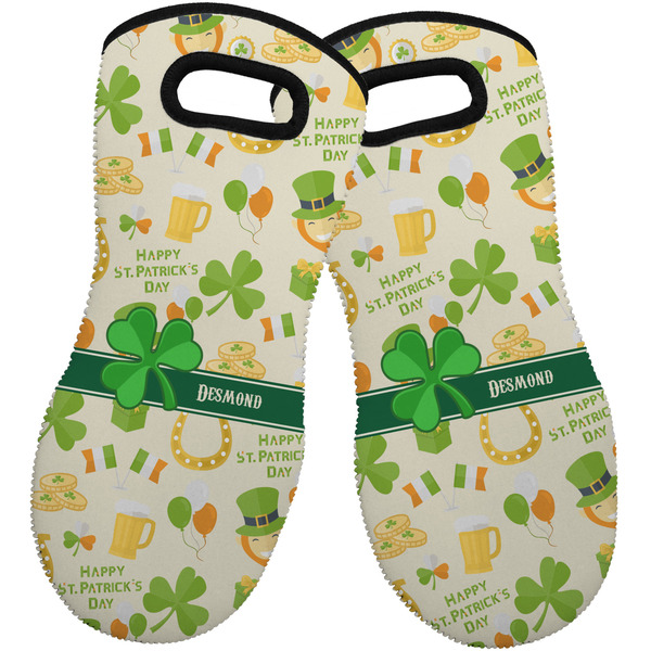 Custom St. Patrick's Day Neoprene Oven Mitts - Set of 2 w/ Name or Text