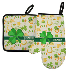 St. Patrick's Day Left Oven Mitt & Pot Holder Set w/ Name or Text
