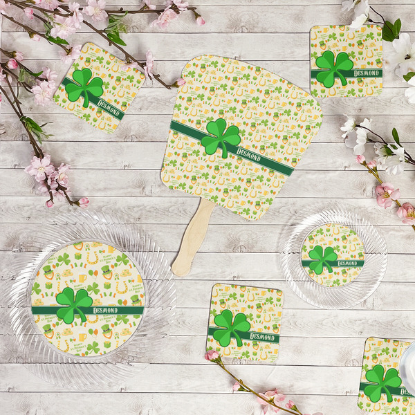 St. Patrick's Day Party Supplies Combination Image - All items - Plates, Coasters, Fans