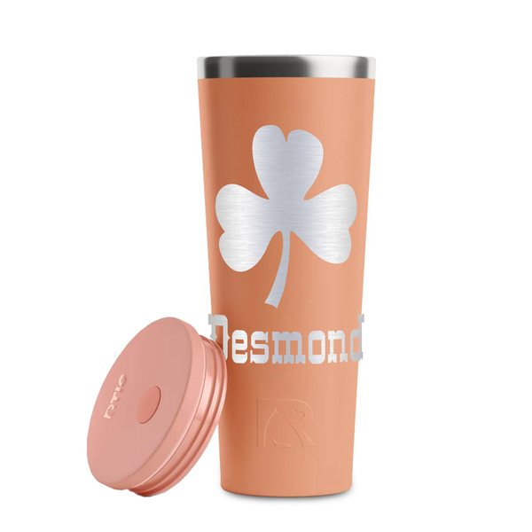 St. Patrick's Day Peach RTIC Everyday Tumbler - 28 oz. - Lid Off