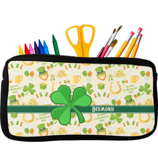 Custom St. Patrick's Day Neoprene Pencil Case - Small w/ Name or Text