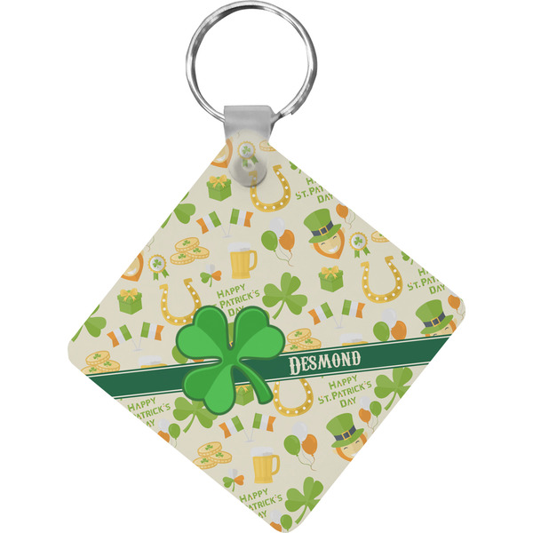 Custom St. Patrick's Day Diamond Plastic Keychain w/ Name or Text