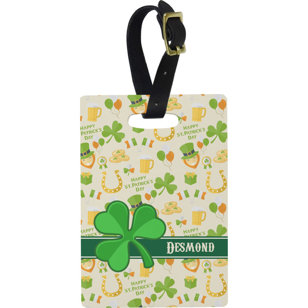 Custom St. Patrick's Day Plastic Luggage Tag - Rectangular w/ Name or Text