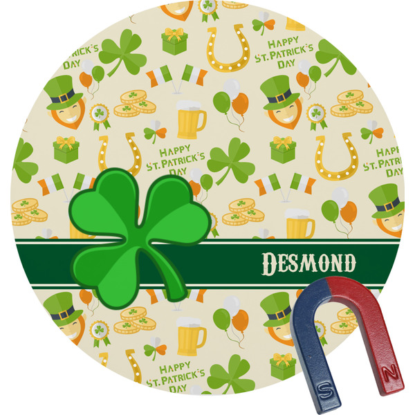 Custom St. Patrick's Day Round Fridge Magnet (Personalized)