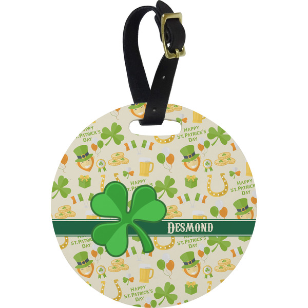 Custom St. Patrick's Day Plastic Luggage Tag - Round (Personalized)
