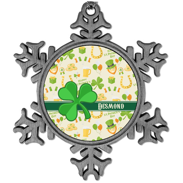 Custom St. Patrick's Day Vintage Snowflake Ornament (Personalized)