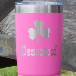 St. Patrick's Day 20 oz Stainless Steel Tumbler - Pink - Single Sided (Personalized)