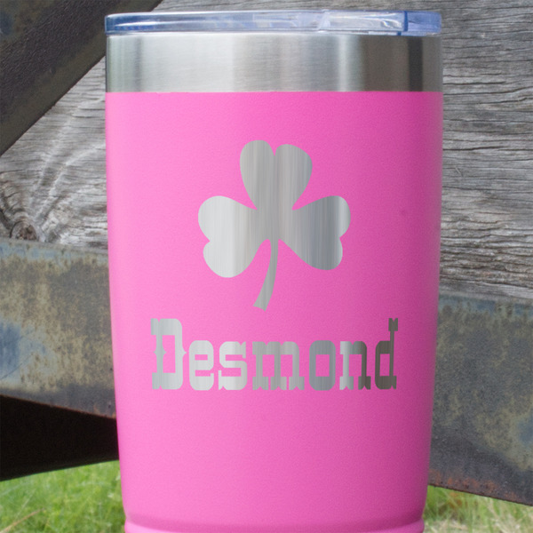 St. Patrick's Day Pink Polar Camel Tumbler - 20oz - Close Up